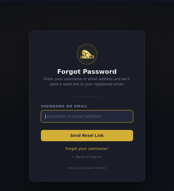 Forgot Password page