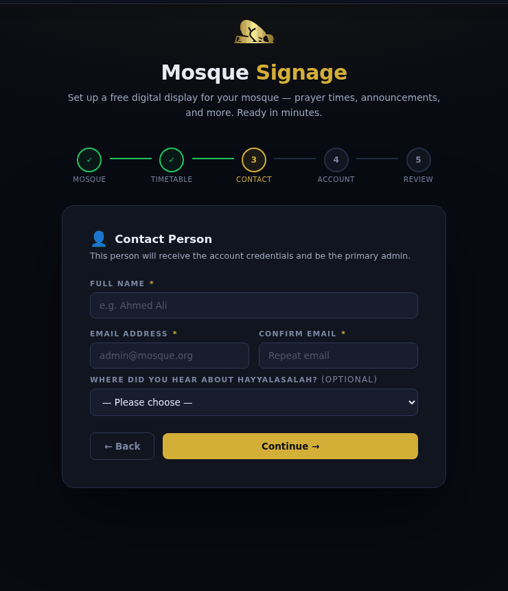 Registration step 3: Contact Person