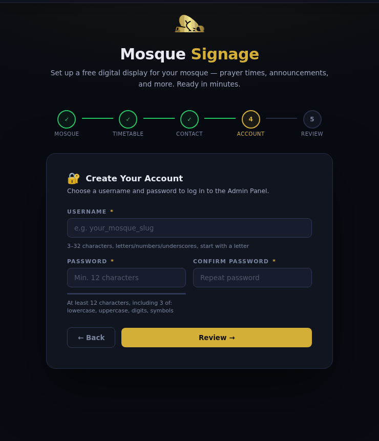 Registration step 4: Create Your Account