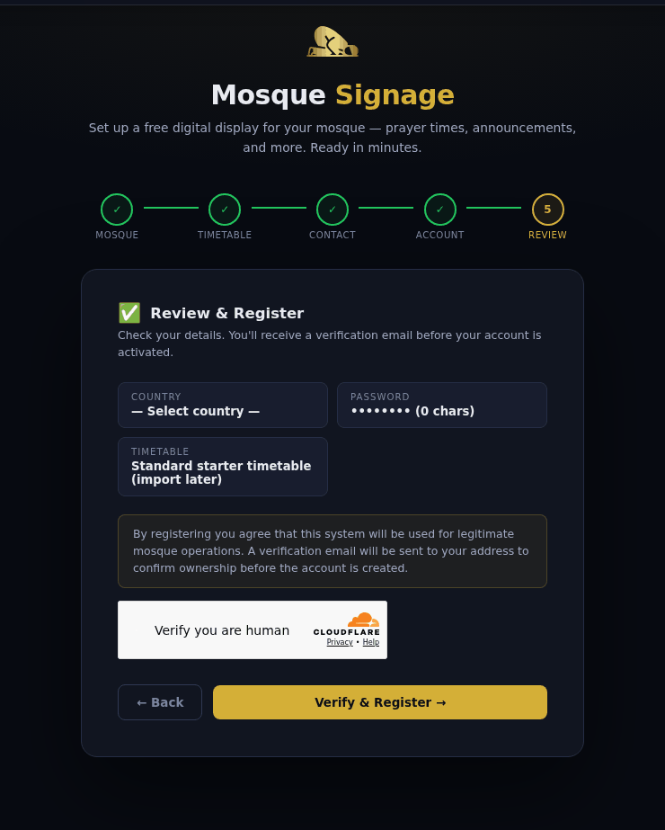 Registration step 5: Review and Register