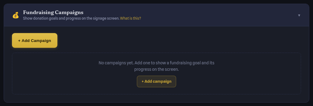Fundraising Campaigns card