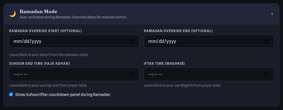 Ramadan Mode card