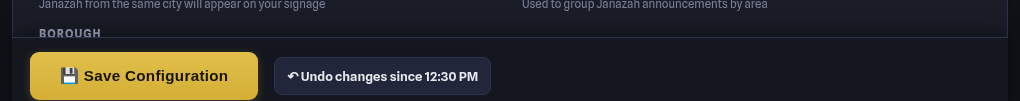 Save Configuration bar with an Undo changes since 12:30 PM button