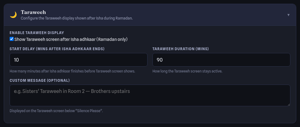 Taraweeh card