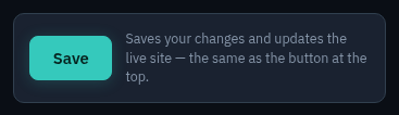 Save button at the bottom of the panel