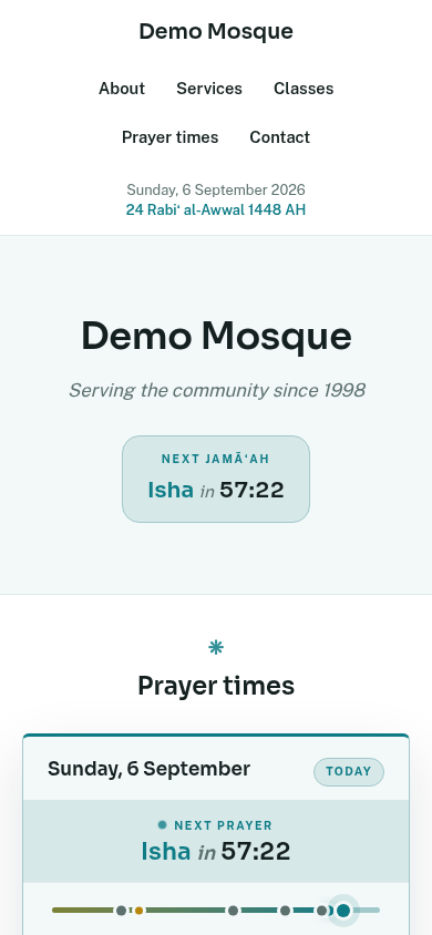 The site on a phone