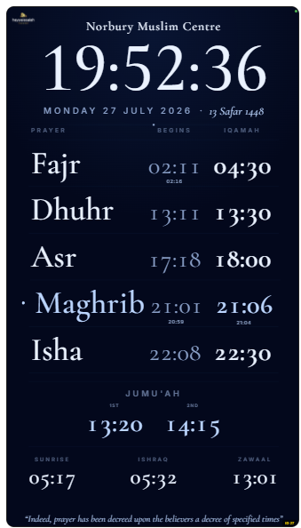 Modern Salah Screen design — Minimal & contemporary